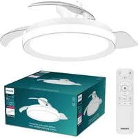Philips LED Deckenleuchte Bliss 35W DC-Ventilator 28W, einziehbare Rotorblätter, Glitzeroptik, CCT - über Fernbedienung, Dimmer, Dimmfunktion, Ein-/Ausschalter, Farbsteuerung, Fernbedienung, Infrarot inkl., Memoryfunktion, Ventilatorfunktion, dimmbar