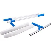 MSV Wischmopp Fensterreinigungs-Set PROFI, Fenster, Spiegel, Glasflächen, (5-tlg., bestehend aus: Einwascher, 2 x Microfaser-Bezug, Abzieher, ausziehbarer Teleskopstiel), Fensterreinigungs-Set, Einwascher mit Microfaserbezug, Abzieher, ausziehbare Te