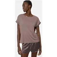 Mey Pyjamaoberteil Mey Damen T-Shirt Serie Pure Chic Uni Shirt (1-tlg) Pyjamashirt mit Satin-Details, weiches Modal, hautfreundlich