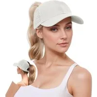 LuxusKollektion Baseball Cap Baseballkappe Damen Pferdeschwanz Mesh Sommer Beige