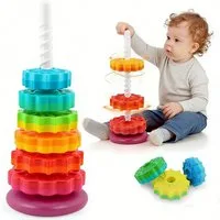 Zaewry Stapelspielzeug Drehspielzeug,Regenbogen-Stapelspielzeug für Kleinkinder ab 3 Jahren, Zahnradspiel, Stapelringe, Ringpyramide für Kinder,Ostergeschenk