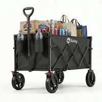 Sekey Bollerwagen Ultraleicht Faltbarer Handwagen Transportkarre bis zu 80kg / 100kg, 100 KG / 120 L Einkaufswagen Campingwagen mit Höhenverstellbarem Griff