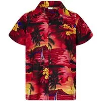 King Kameha Hawaiihemd "Surf" Funky Hawaii-Hemd Herren Kurzarm Front-Tasche Sommerhemd