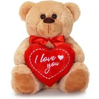 matches21 HOME & HOBBY Plüschfigur Teddybär mit Herz I LOVE YOU Plüsch-Teddy braun 25 cm (1-St), Süßes Kuscheltier als Valentinstag Liebe Geschenk