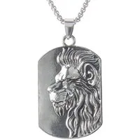 KARMA Kette mit Anhänger Halskette Löwe Silber Herren Edelstahl 70 cm (modern Geschenk für Ihn), Herrenschmuck Männer Herrenhalskette