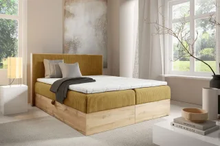 Boxspringbett Schlafzimmerbett ROLAND PREMIUM 180x220cm in Stoff Lincoln Honi...