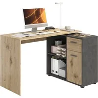 FMD Eckschreibtisch AUGSBURG, Schreibtisch/ Sideboard m. Stauraum, beids. montierb., 117 oder 148 cm