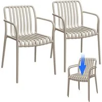 STEELSØN Gartenstuhl Pincoya, Balkonstuhl wetterfest und UV-beständig, bis 120 kg (taupe, 2er Set), stapelbarer Balkonstuhl Kunststoff, verfügbar als 2er/4er/6er Set