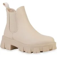 VAN HILL 836326 Plateaustiefelette Damen Stiefeletten Plateau Boots Blockabsatz Profil-Sohle