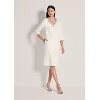 MADELEINE Etuikleid Businesskleid mit Strass-Details Sommerkleid mit V-Ausschnitt, 3/4-Arm und Knielänge
