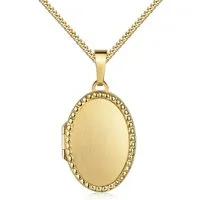 JEVELION Kettenanhänger 333 Gold Medaillon Anhänger für Bilder und Fotos mit Randverzierung (Fotomedaillon, für Damen und Mädchen), Amulett mit Kette vergoldet - Länge wählbar 36 - 70 cm