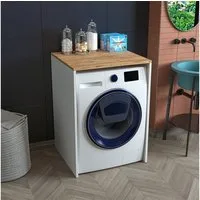 Roomart Waschmaschinenunterschrank Waschmaschinenüberbau 65 cm, Wandbefestigung, Eiche-Optik, in 2 Farben (Badezimmer Waschmaschinenüberbau Waschmaschinenregal) Wandbefestigung, Ablagedeckplatte Eiche-Optik, 2 Farben, 90 cm hoch
