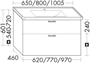 Burgbad Waschtischunterschrank System 30 Preisgruppe 4 Sana 601x770x460 Anthrazit Hochglanz WYHC077F3366