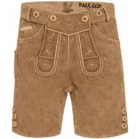 PAULGOS Trachtenhose Herren Lederhose Kurz mit Trägern 100% Echtleder - HK2