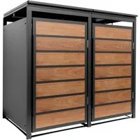 ESTEXO Mülltonnenbox Müllbox Mülltonnenverkleidung 2 Türen Anthrazit mit Holzdekor Box