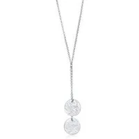 Elli Kette mit Anhänger Y-Kette Plättchen Coin Strukturiert 925 Silber, Plättchen