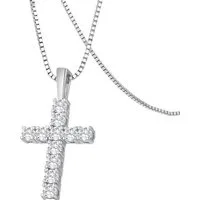 ROUGEMONT Kreuzkette Damen Moissanit Kreuz Halskette 1,0ct 925 Sterling Silber, Echtschmuck