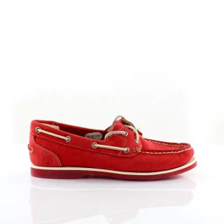 Timberland Classis Boat 2 Auge rote Leder Schnüre -up -Frauenschuhe 8866r