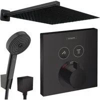 Hansgrohe und Jowi Duscharmatur ShowerSelect + Pulsify Unterputz Duscharmatur, Thermostat, Schwarz (Unterputz-Duschsystem, Unterputz Thermostat Duschsystem) Mattschwarz, Thermostat, Select-Tasten