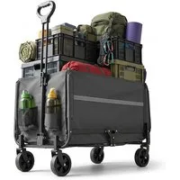 relaxdays Bollerwagen Faltbarer Bollerwagen mit Heckklappe, grau