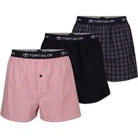 TOM TAILOR Boxershorts TOM TAILOR Herren Boxershort rot bedruckt 3er Pack (3-St)