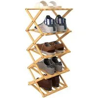 JEOBEST Schuhregal Faltbares Schuhregal aus Bambus Organizer Platzsparend, Regal für Deko, (4/5/6/7 Ebenen) Schuhregal schmal, Küchenregal, 25x25cm