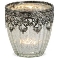 matches21 HOME & HOBBY Kerzenhalter Windlicht Marokko silber antik 9 cm