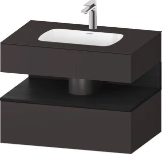 Duravit Qatego Einbauwaschtisch mit Konsolenwaschtischunterbau Eiche Schwarz & Graphit Matt & Superm QA4785016800000
