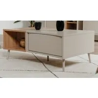 Furn.Design Couchtisch Sena (Wohnzimmer Tisch in Kaschmir / Sand und Eiche Artisan, 94 x 60 cm), mit Stauraum und Push-To-Open-Funktion