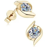 ROUGEMONT Paar Ohrstecker Funkelnde Moissanit Damen Ohrstecker 18K Gold mit Echtheitszertifikat, Echtschmuck