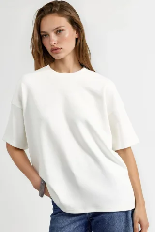 Oversized Rundhalsausschnitt Modal Touch Strick-T-Shirt