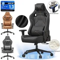 Devoko Gaming-Stuhl Luxuriöser Wildlederimitat,Ergonomisch & Großzügigem Sitz,Bürostuhl, Verstellbare Rückenlehne 90°–135°,3D-verstellbare Armlehnen