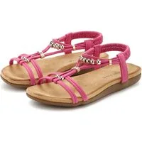 LASCANA Sommerschuh, offener Schuh, Sandale NEU mit elastischen Riemchen und kleinen Perlenelementen VEGAN
