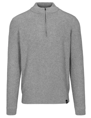 COMMANDER Finest Clothing - Zip Troyer Pullover, Struktur tech grey mel. - Gr. - XXL
