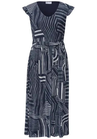 Street One - Midikleid aus Mesh mit Print darkest blue - Gr. - 42