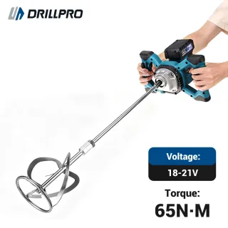 Drillpro Cordless Brushless Mixer 6-Speed 65N.m Torque Portable Concrete Paint Mortar Mixer M14 Rod
