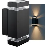 SSC-LUXon LED Außen-Wandleuchte Wandleuchte Außen Up & Down Strahler IP44 schwarz mit LED 4W warmweiß, Warmweiß