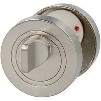 MS Beschläge Türbeschlag WC Bad Türrosetten-Paar Ø 52 mm Edelstahl-Optik, Rosette mit WC-Drehknopf & Besetztanzeige
