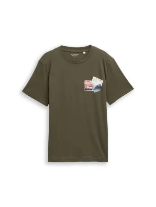 Tom Tailor - T-Shirt mit Fotoprint deep leaf green - Gr. - XXL