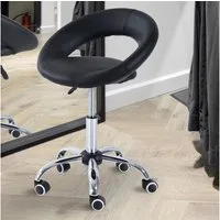 HOMCOM Rollsitz höhenverstellbarer Bürostuhl mit Rollen (Drehhocker, 1 St., Arbeitshocker), PU+Metall, Schwarz, 50 x 54 x 66-78 cm
