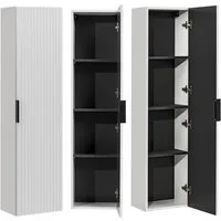 Lomadox Hochschrank ADELAIDE-56-WHITE Badezimmerschrank 1-türig, gerillte Front, B/H/T: 35/140/25 cm