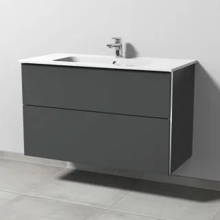 Sanipa 3way Waschtischunterbau zu Duravit ME by Starck Waschtisch mit 2 Auszügen, Anthrazit-Matt BR72622