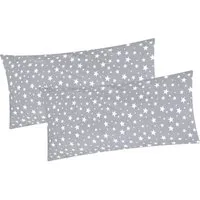 Heubergshop Kissenbezug, (2 Stück), 2er Set 40x80cm Sterne Grau Weiß 100% Baumwolle (EW-Sterne-Grau-40x80)