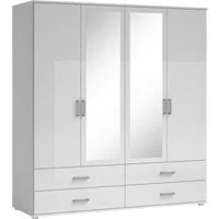 Schlafkontor Drehtürenschrank Ivar Kleiderschrank mit Spiegel inklusive 2 Spiegeltüren und 2 farblich abgesetzten Schubkästen