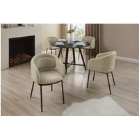 riess-ambiente Esszimmerstuhl FLORENZ beige-braun / schwarz - Strukturstoff, Metall, mit Armlehne (Einzelartikel, 1 St), Retro-Polsterstuhl - ideal für Ess-, Arbeits-, Wohnzimmer und Büro