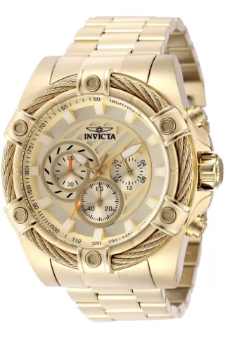 Invicta Bolt 49815 Herrenuhr - Quarzwerk - Edelstahl mit goldenem Zifferblatt - 52 mm