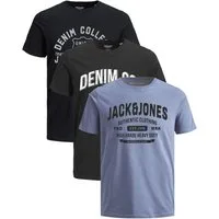 Jack & Jones Print-Shirt Bequemes Slimfit Shirt (Spar-Set, 3er-Pack) in Unifarbe mit Print