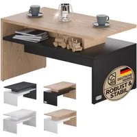 Casaria Couchtisch Sacramento, Holz Grau mit Stauraum 95x55x50cm 2 Ablagen Matt Modern Rechteckig