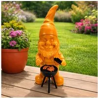 Online-Fuchs Gartenfigur für draußen - moderner Gartenzwerg mit Grill - 37 cm groß, (Gartenzwerg, wetterfest), trendige Farben - stilvoll - lustige Geschenkidee für Gartendekoration