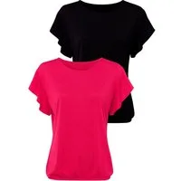 LASCANA Rundhalsshirt mit Volantärmeln (2er-Pack) sommerlich leichte Qualität mit Viskose